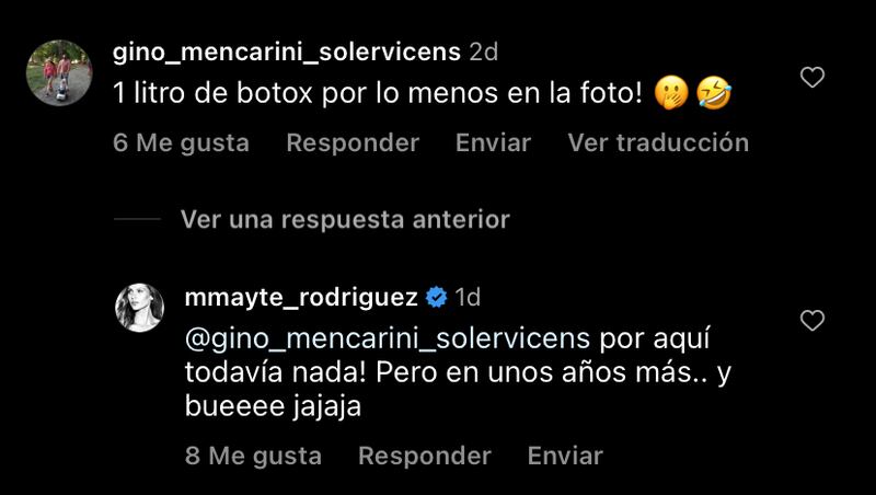 Comentario de Mayte Rodríguez  | Instagram