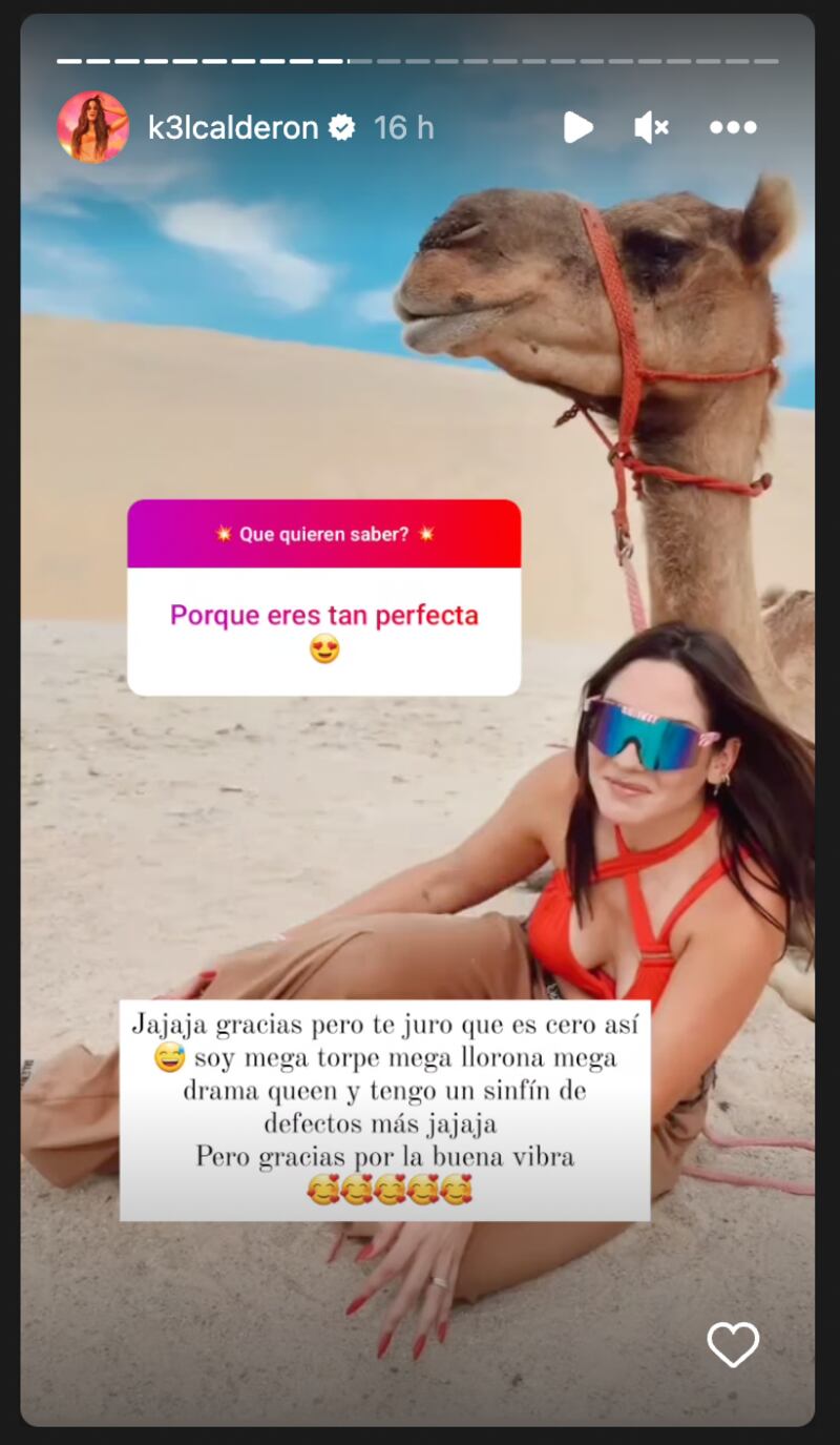 Historias Kel Calderón - Fuente: Instagram