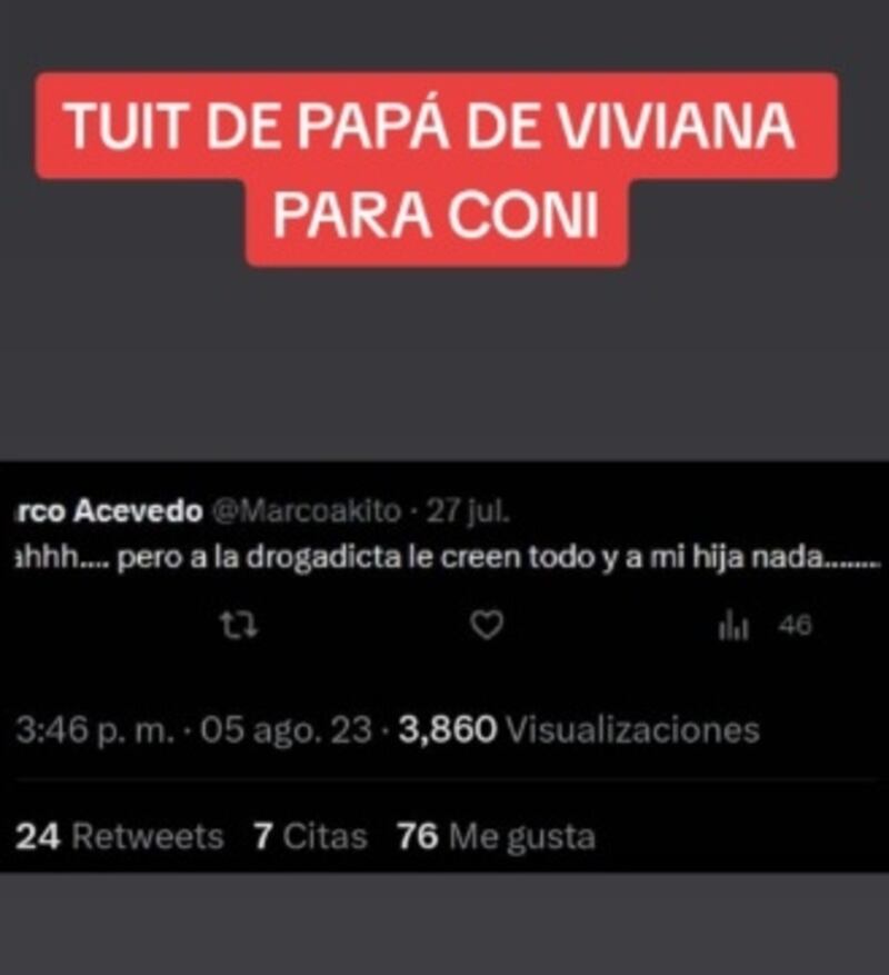 En diversas redes sociales se viralizó el tuit que el padre de Vivi negó haber escrito en contra de Coni.