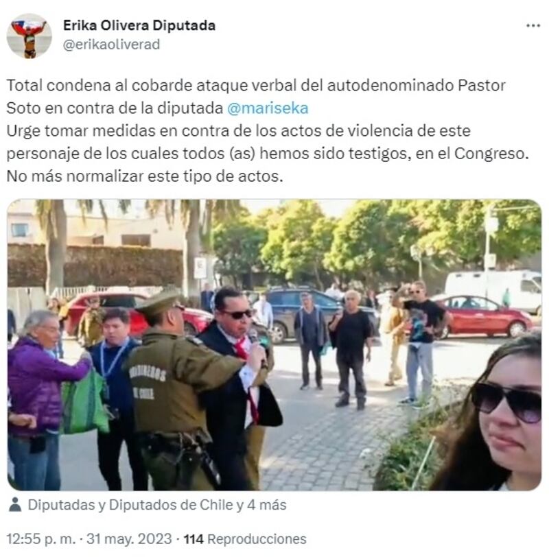 La parlamentaria criticó la acción del pastor Soto.