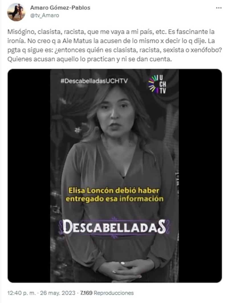 El periodista usó como ejemplo los dichos de su colega Alejandra Matus, quien al igual que él, pidió a Elisa Loncon entregar sus documentos universitarios.