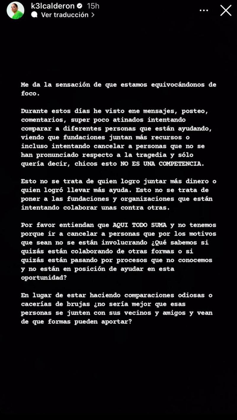 Historia de Kel Calderón | Instagram