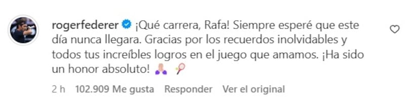 El extenista suizo reaccionó al anuncio de retiro del español.