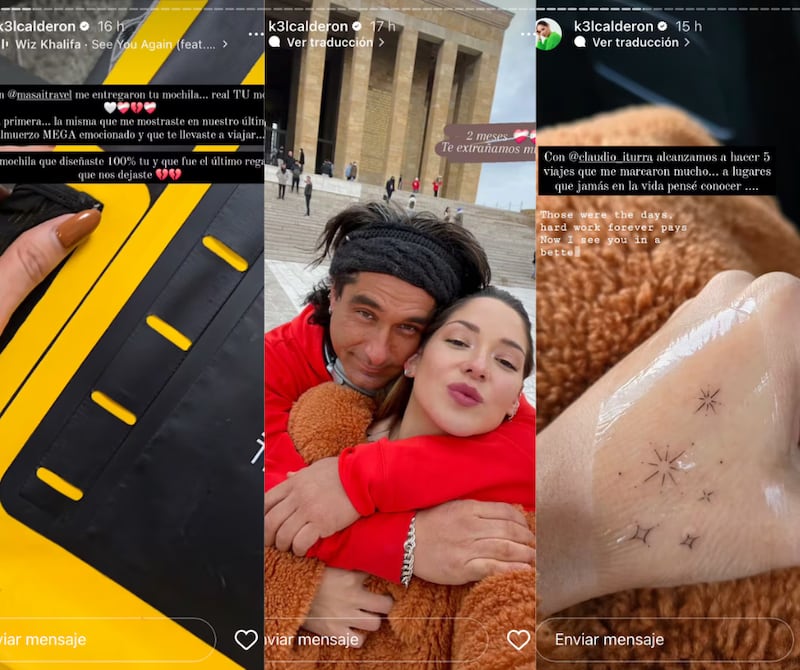 A dos meses de cumplirse la repentina muerte del periodista de viajes Claudio Iturra, la influencer Kel Calderón se realizó un tatuaje en su mano izquierda, en recuerdo de los cinco viajes que realizaron juntos, a través de su agencia Masai Travel.
“Con @claudio_iturra alcanzamos a hacer 5 viajes que me marcaron mucho… a lugares que jamás en la vida pensé en conocer”, escribió la hija de Raquel Argandoña, mostrando una foto de su mano tatuada, con cinco estrellas de distintos tamaños.
En otras historias, compartió una foto junto al aventurero de 43 años, con el mensaje “2 meses, te extrañamos mucho”, escribió con tres corazones, uno de ellos partido por la mitad. 
Finalmente, mostró a sus seguidores el último regalo que recibió de parte de su quiero amigo, el cual fue confeccionado 100 por ciento por él. 
“Hoy en @masaitravel me entregaron tu mochila… real tu mochila. La primera… la misma que me mostraste en nuestro último almuerzo MEGA emocionado y que te llevaste a viajar. Esa mochila que diseñaste 100% tú y que fue el último regalito que nos dejaste”, destacó la influencer.