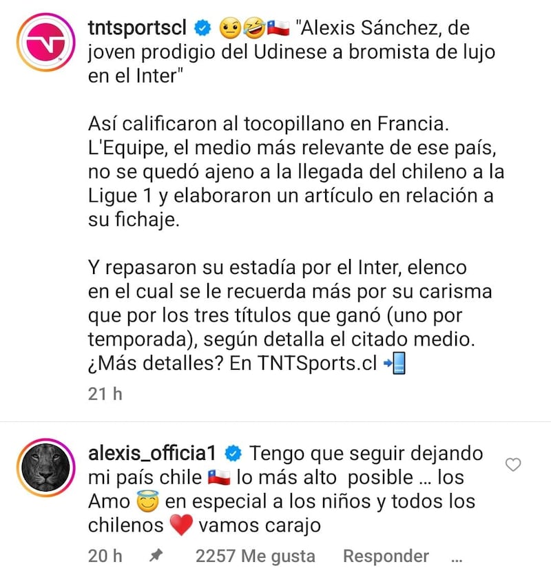 El tocopillano y su intercambio con TNT Sports.