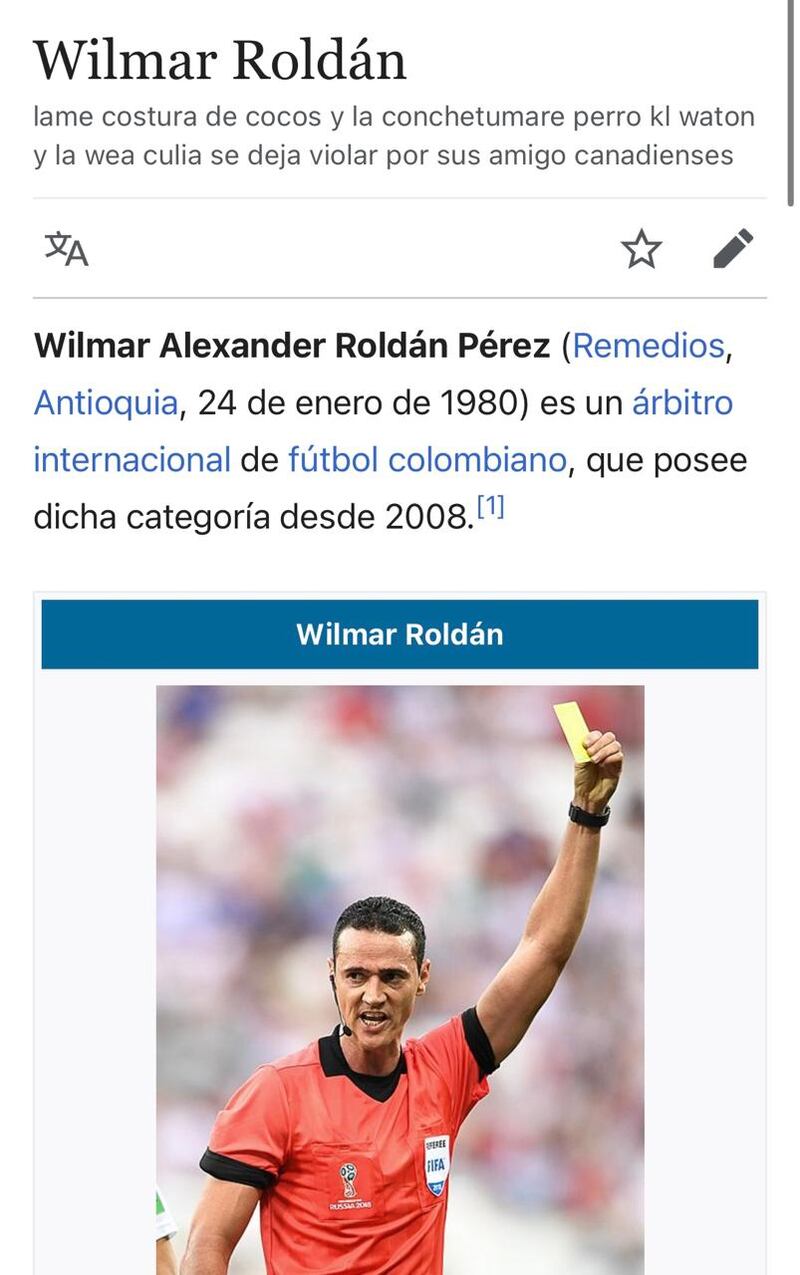 Captura Wikipedia, Wilmar Roldán
