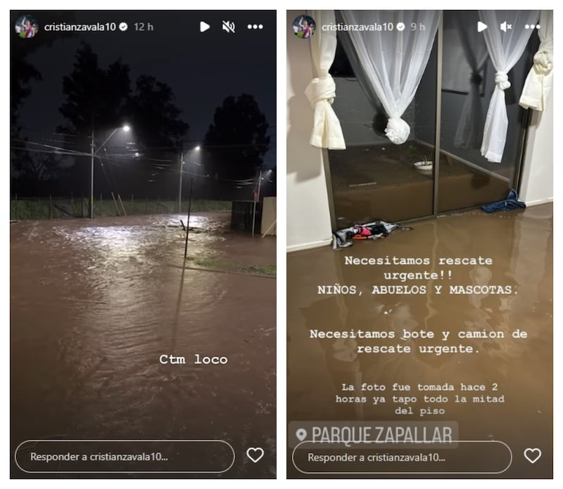 El delantero publicó en sus redes sociales el desastroso escenario tras las lluvias en Curicó.