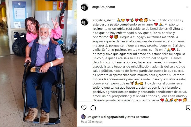 Angélica Sepúlveda anunció que su padre recibió el alta médica tras sufrir un ACV