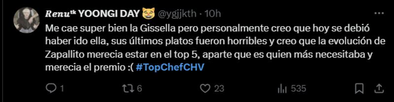 Reacción eliminación de Zapallito de "Top Chef"