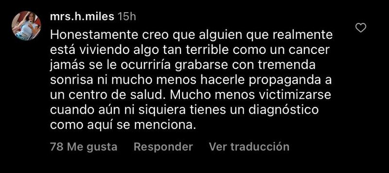 Comentario en publicación de Gala Caldirola | Instagram