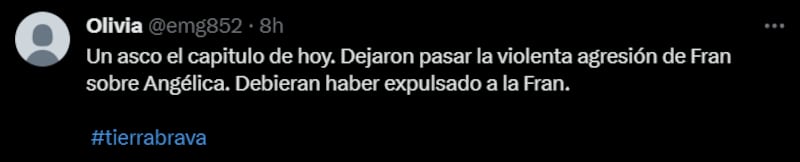 Comentario sobre pelea de Angélica Sepúlveda y Fran Undurraga en "Tierra Brava