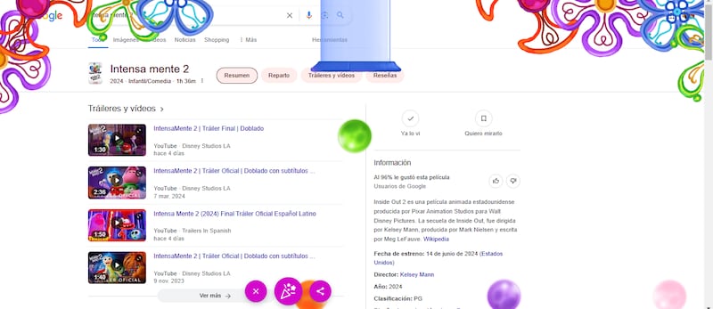 Google personalizó sus búsquedas con Intensamente