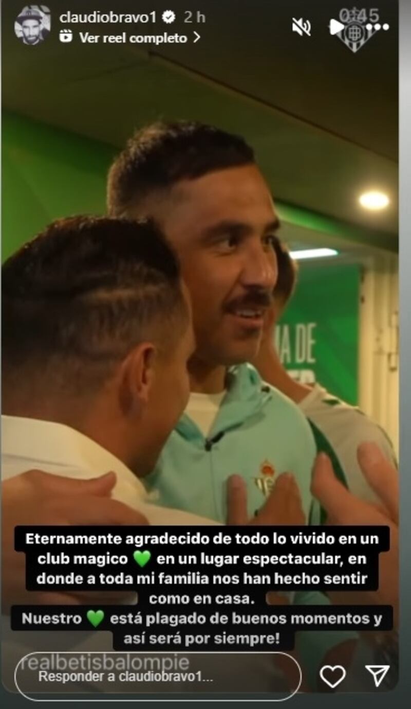 El arquero agradeció en sus redes sociales por los homenajes que le hicieron los hinchas de Betis y el club español tras finalizar su contrato con la institución hispana.