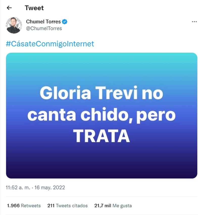 Chumel Torres hizo referencia al delito de trata de personas por el que fue acusada Gloria Trevi