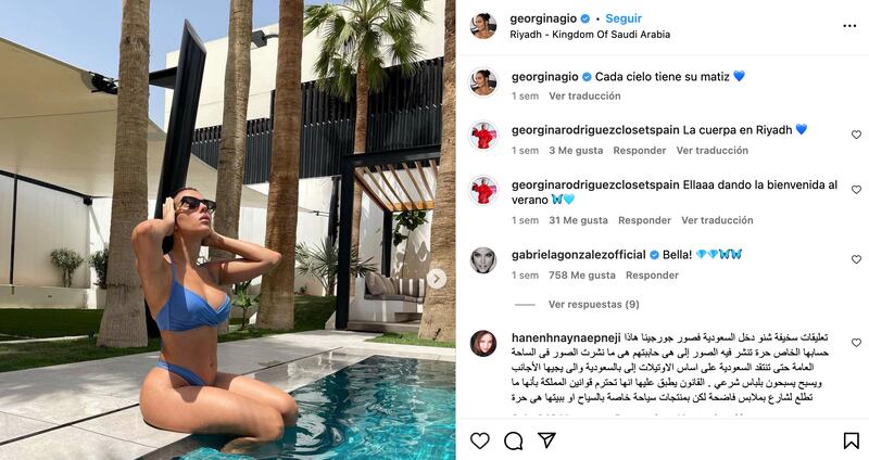 Georgina Rodríguez presumiendo abdomen en bikini.