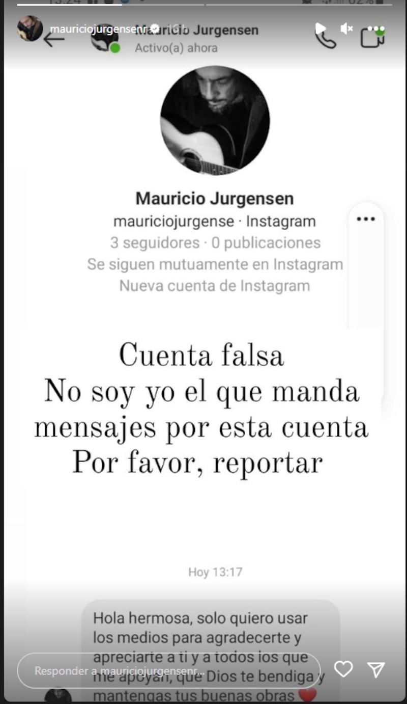 Mauricio Jürgensen denunció cuenta falsa que envía mensajes a mujeres.