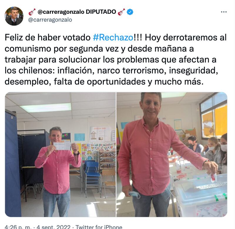 Gonzalo de la Carrera mostró su voto