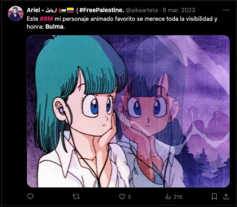 Fanáticas homenajean a Bulma de Dragon Ball en el 8M, tras la muerte de Akira Toriyama