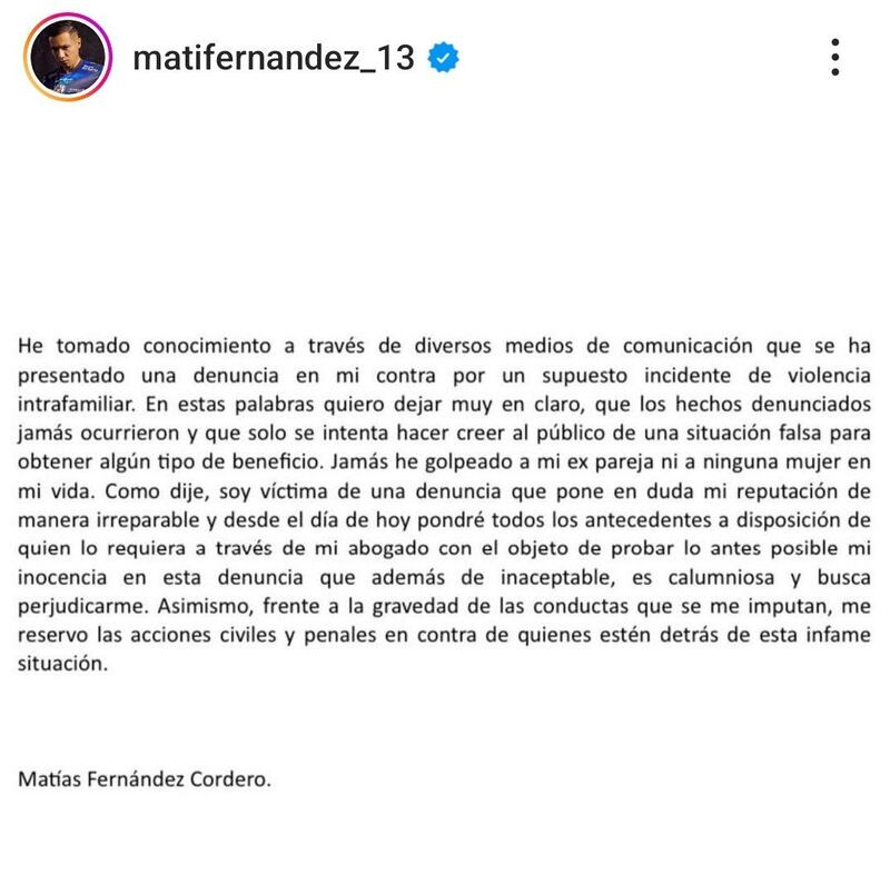 Post de Matías Fernández Cordero