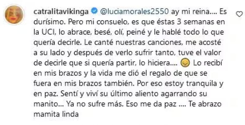 Comentario de Cata Pulido | Instagram