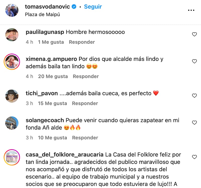 Comentarios sobre Tomás Vodanovic | Captura: Instagram @tomasvodanovic