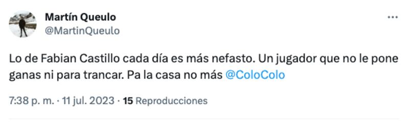 Hinchas de Colo Colo critican a Fabián Castillo