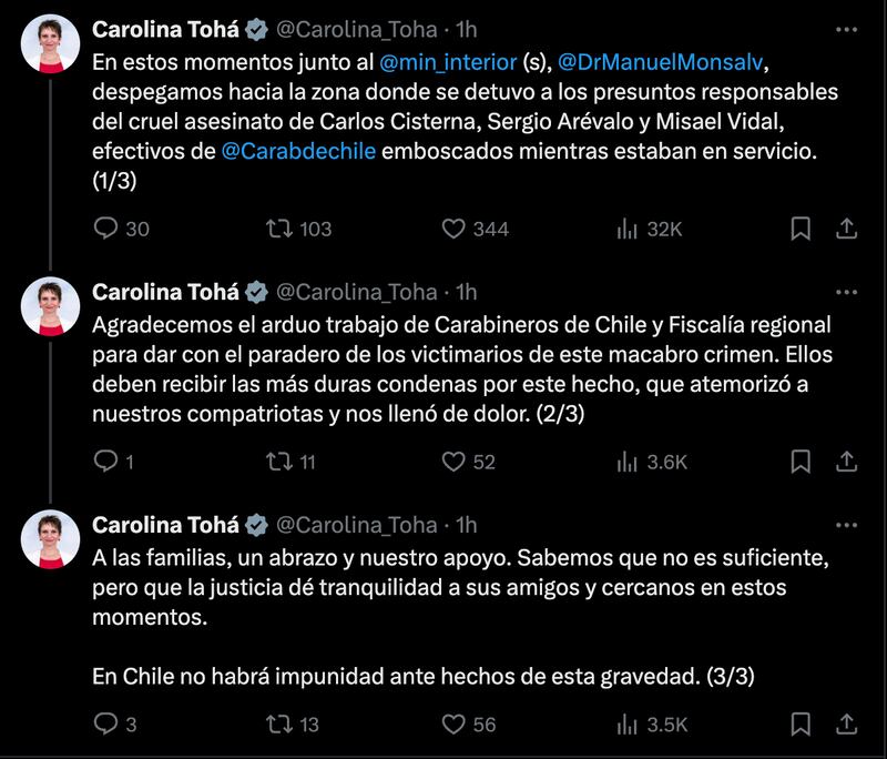 Carolina Tohá en X