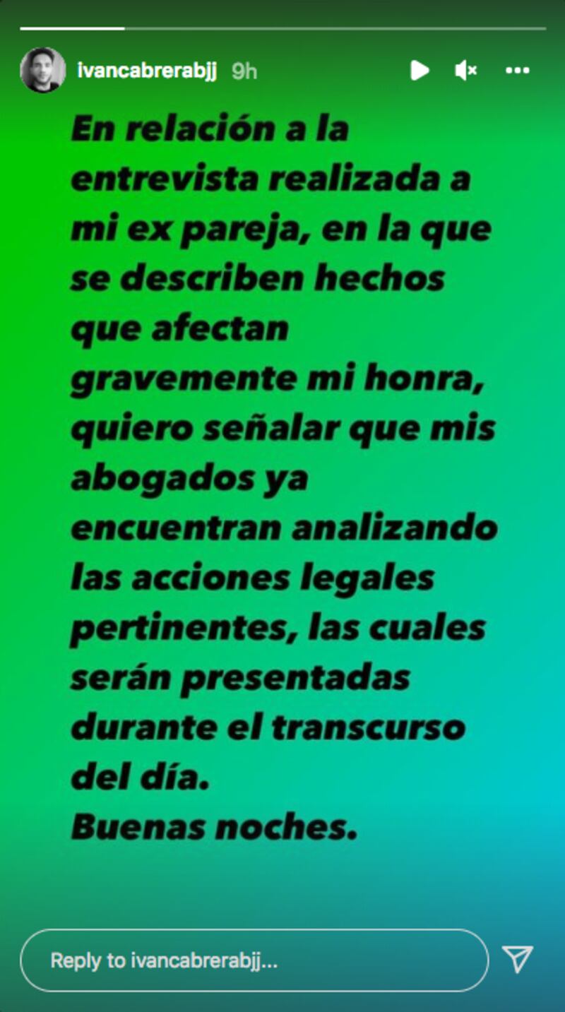 Iván Cabrera alzó la voz tras acusaciones de su expareja, Antonella Muñoz