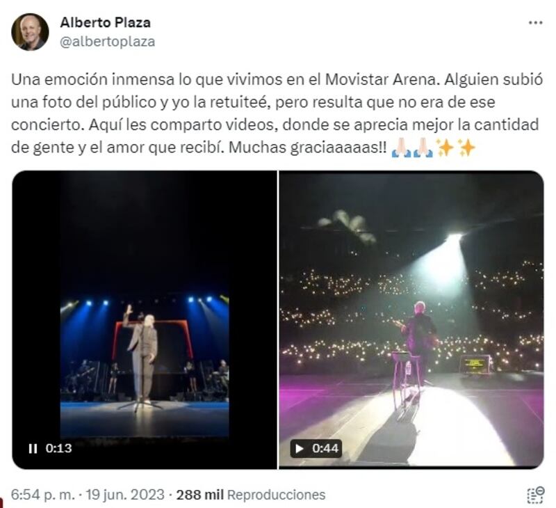 El cantante había explicado en sus redes sociales el error en las imágenes del número de asistentes a su concierto en el Movistar Arena.