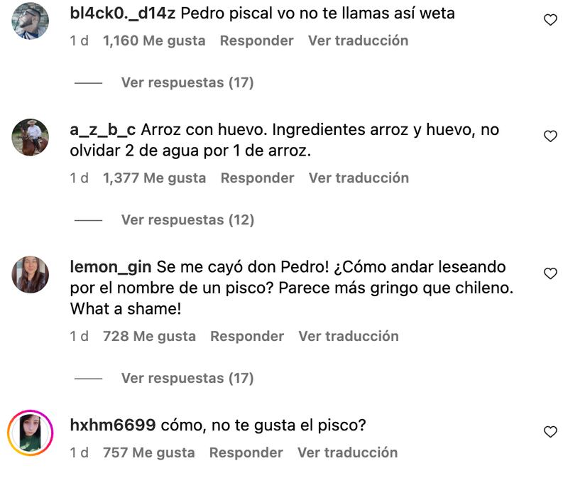Comentarios sobre Pedro Pascal | Fuente: Instagram
