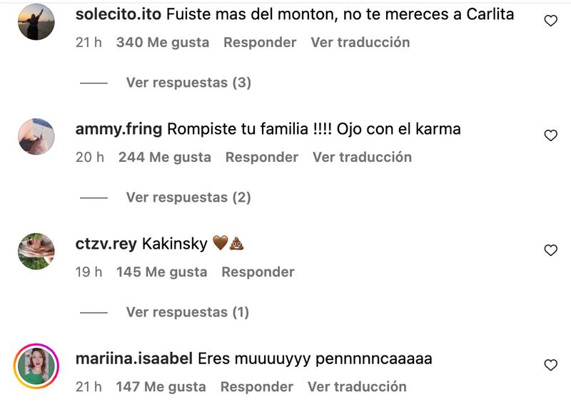 Comentarios a Francisco Kaminski | Captura: Instagram