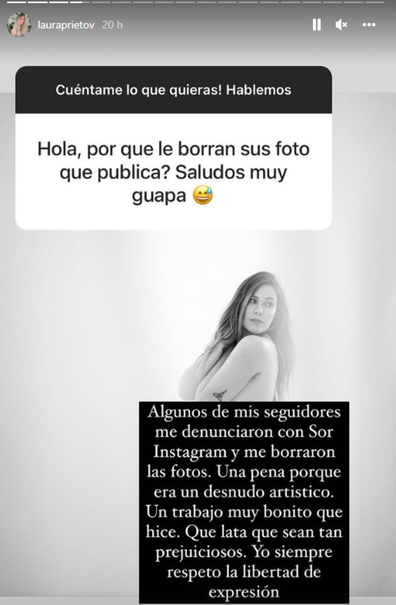 Laura Prieto reclama censura de Instagram por desnudo artístico –  Publimetro Chile