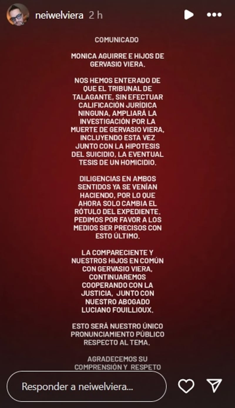 Mónica Aguirre y sus hijos, Millaray y Nahuel Viera, se pronunciaron este miércoles luego del cambio de carátula a la investigación por la muerte de Gervasio a homicidio.