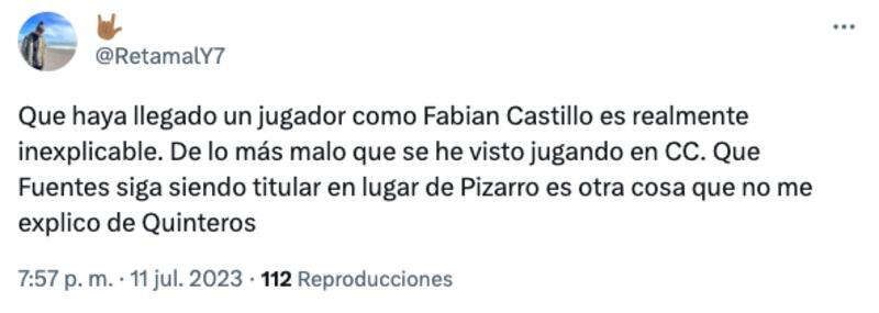 Hinchas de Colo Colo critican a Fabián Castillo