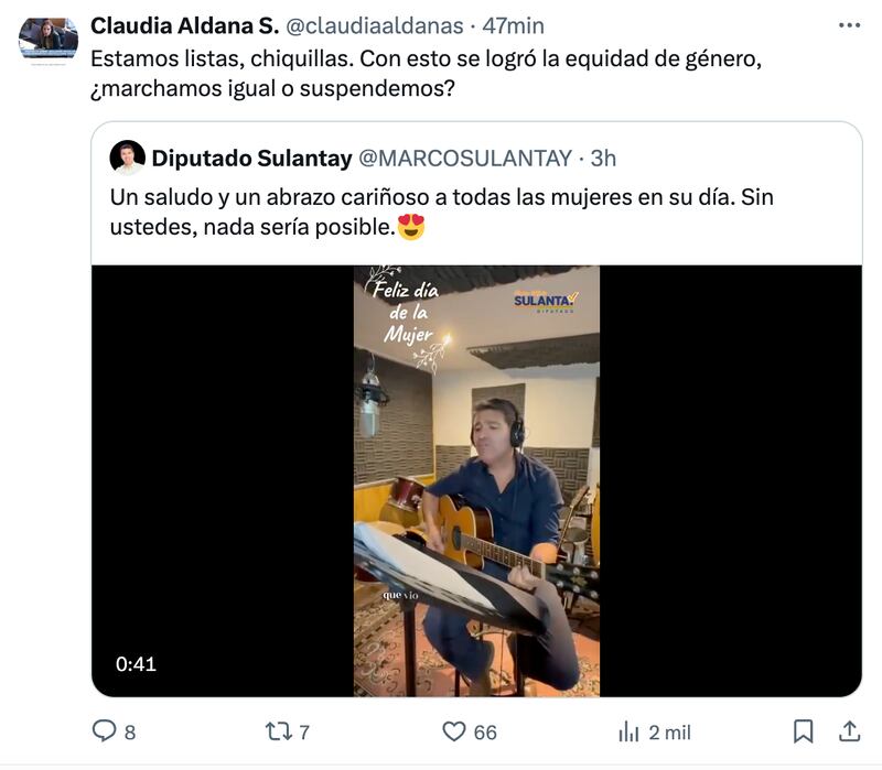 Comentarios sobre canción de Diputado Sulantay | Fuente: X (Twitter)