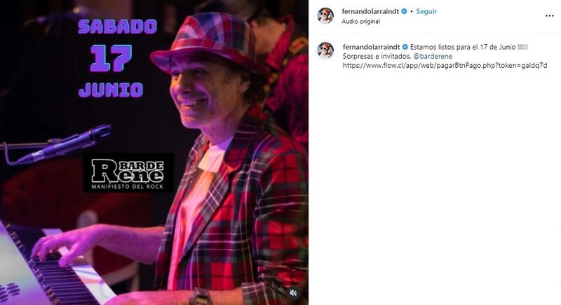 El actor se presentará el sábado 17 de junio con su banda Los Insistentes en el Bar de René.