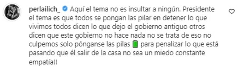 Perla Ilich usó su cuenta de Instagram para defender los dichos de Rodrigo Sepúlveda en Mega.