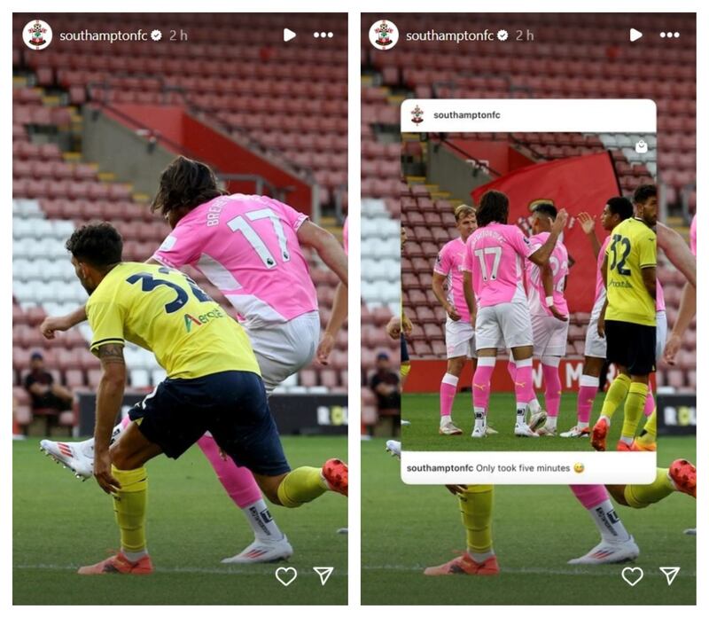 El delantero chileno-británico anotó su primer gol con la camiseta de Southampton.