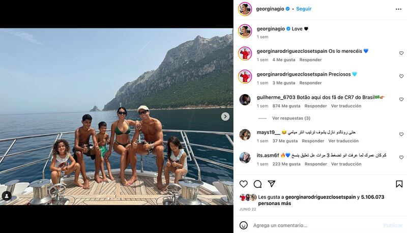 Georgina Rodríguez y Cristiano Ronaldo de vacaciones con sus hijos