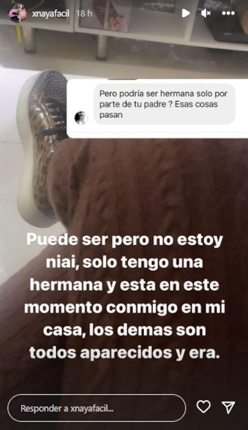 La joven descartó la posibilidad de tener una nueva hermana, tal como lo denunció este martes una joven en redes sociales.