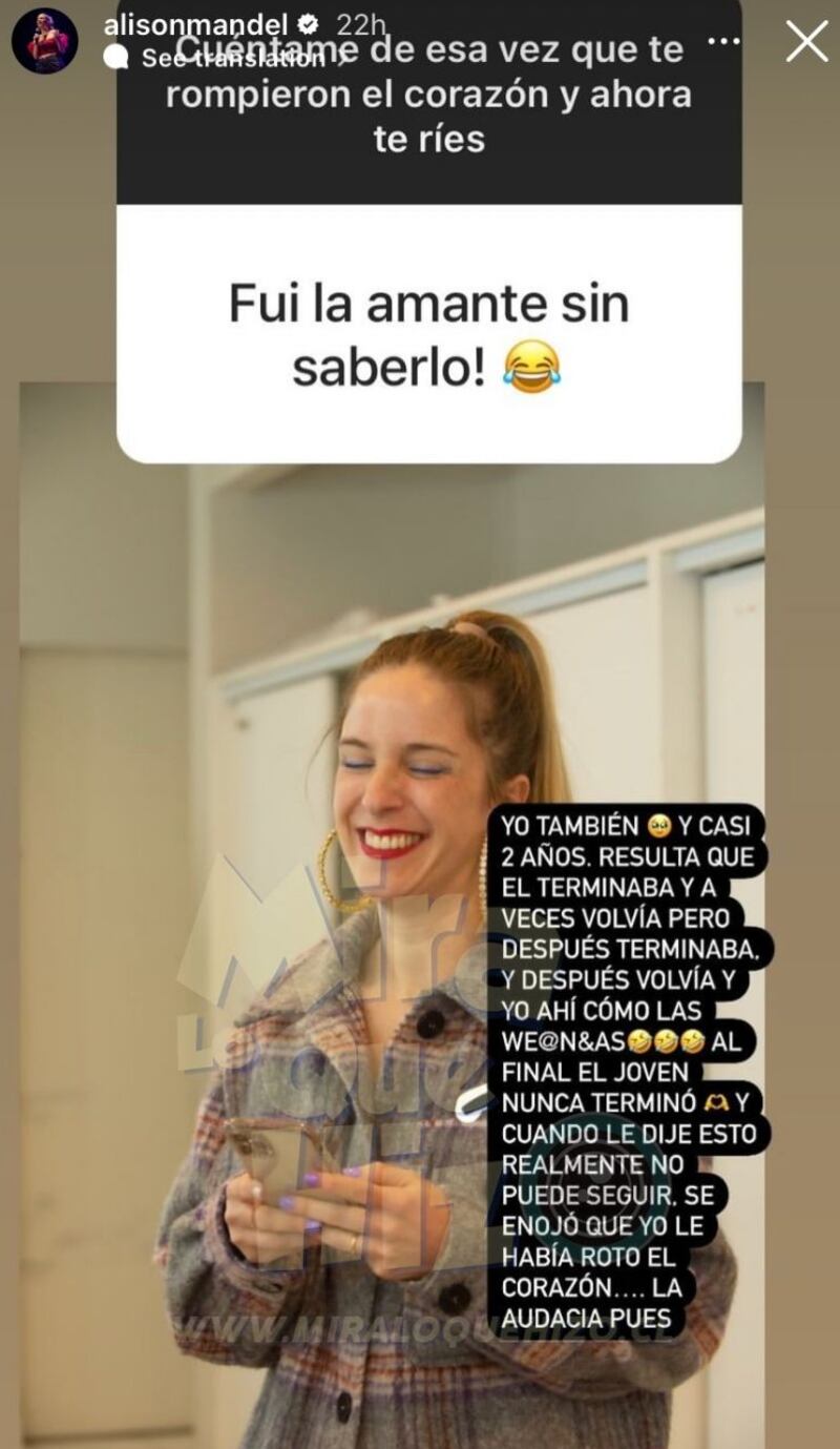 La comediante sinceró a sus seguidores de Instagram las condiciones en que se dio su experiencia como amante de un hombre emparejado.