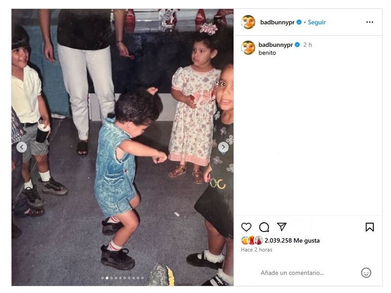 Bad Bunny recordó su infancia en Puerto Rico con la publicación de una galería de fotos de su niñez