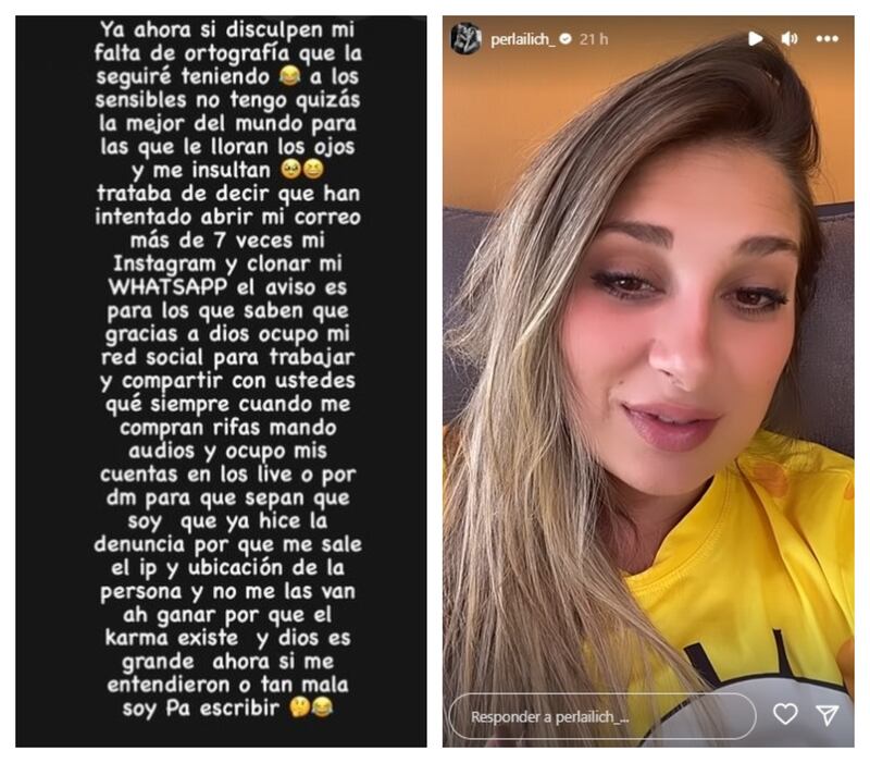 La exparticipante de "El discípulo del chef" denunció en esta jornada a un desconocido que intentó clonarle sus cuentas de Instagram y WhatsApp.