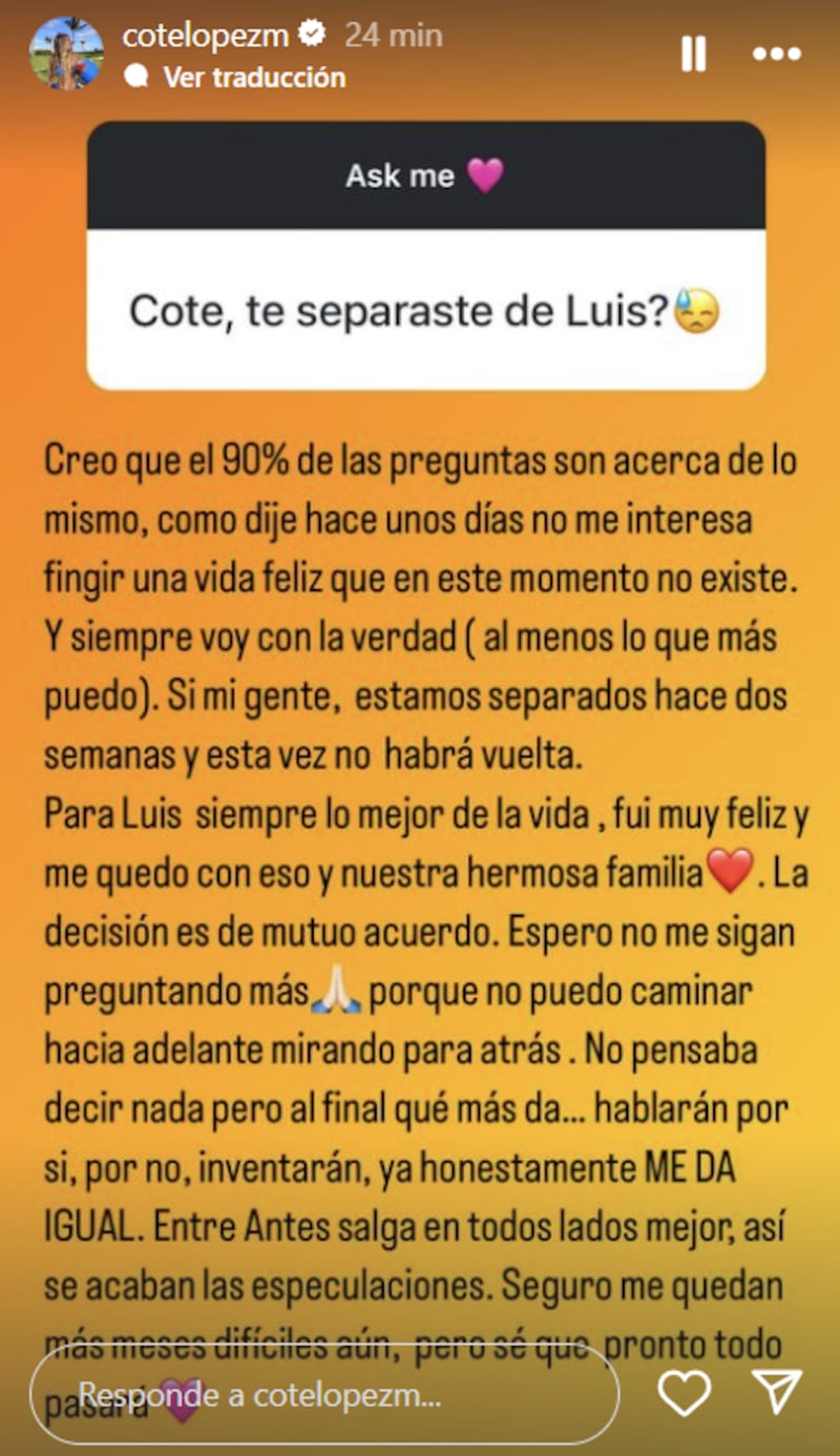 Historia de Coté López | Instagram