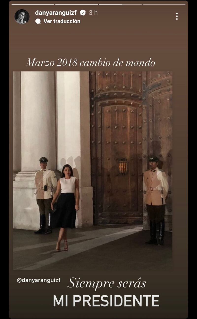 Historia de Daniela Aránguiz sobre Sebastián Piñera | Instagram