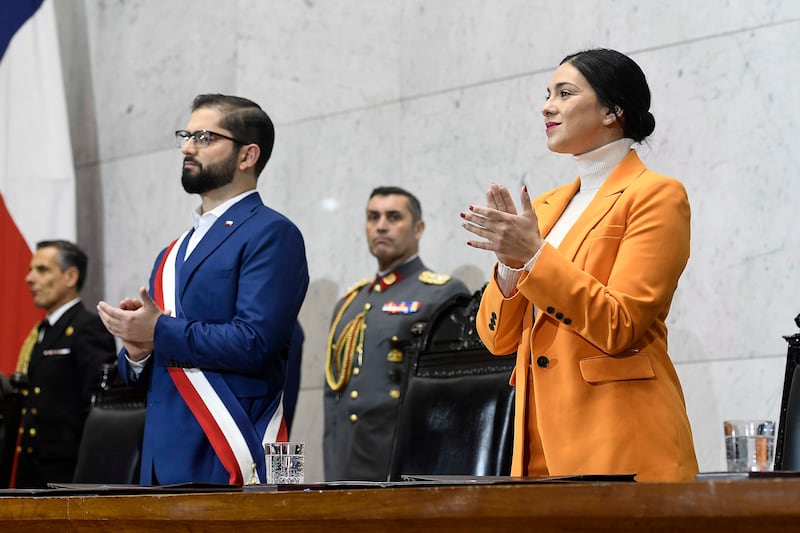 Cuenta Publica 2024 | 01 de JUNIO  2024 / VALPARAISO
Gabriel Boric presidente de la república junto a Karol Cariola realiza su cuenta pública que realiza, salón plenario del congreso nacional en Valparaíso 
FOTO : PABLO OVALLE ISASMENDI / AGENCIAUNO