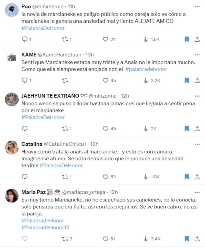 Reacción pelea Marcianeke y Anaís en Palabra de Honor | X