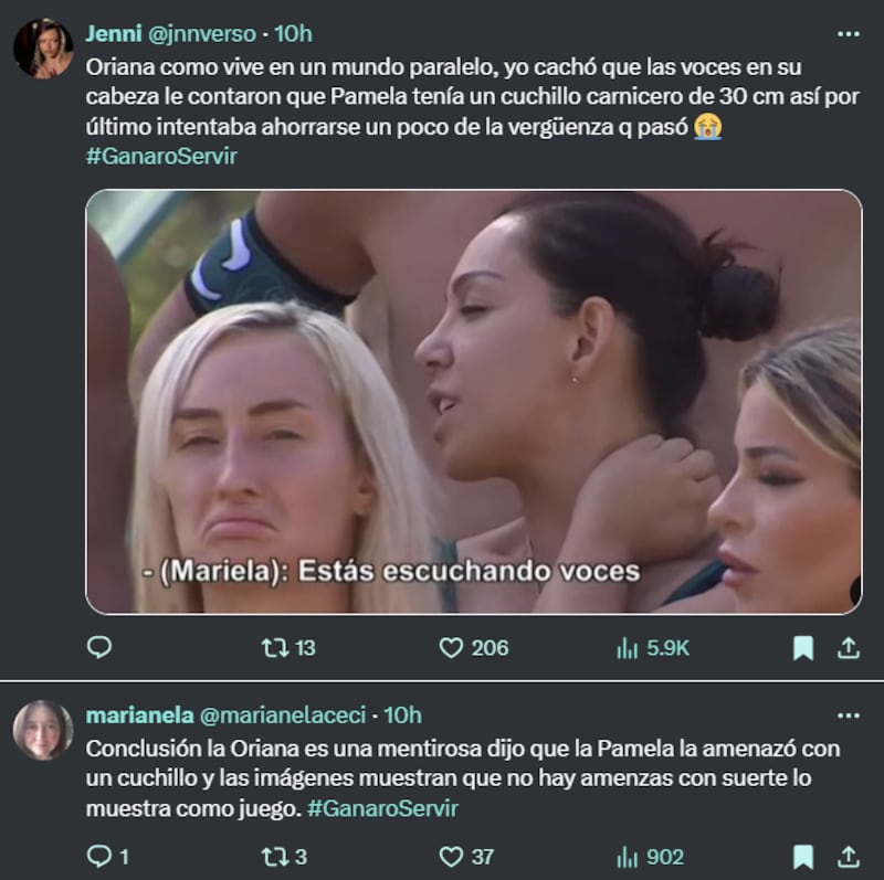 Reacción pelea Pamela Díaz y Oriana Marzoli | Ganar o Servir