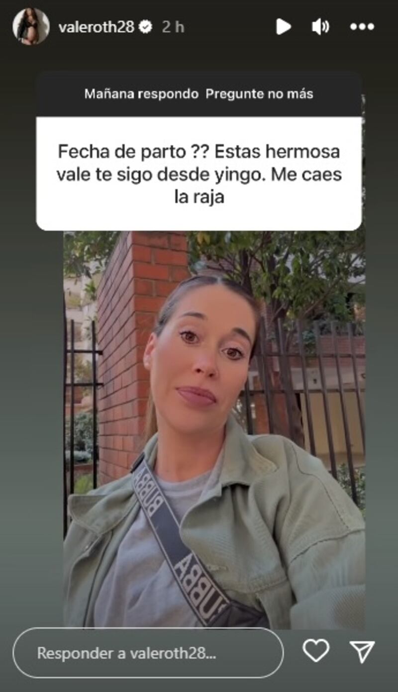 Valentina Roth informó de la fecha de término de su embarazo.