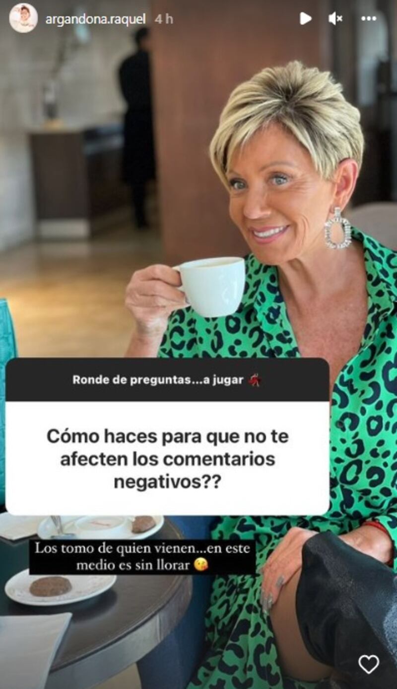 La mediática Raquel Argandoña salió al paso de sus críticos.